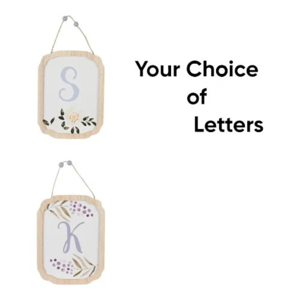 Woodland Cottage Monogram Letter B S J K Floral Hanging Wall Decor Beaded Jute